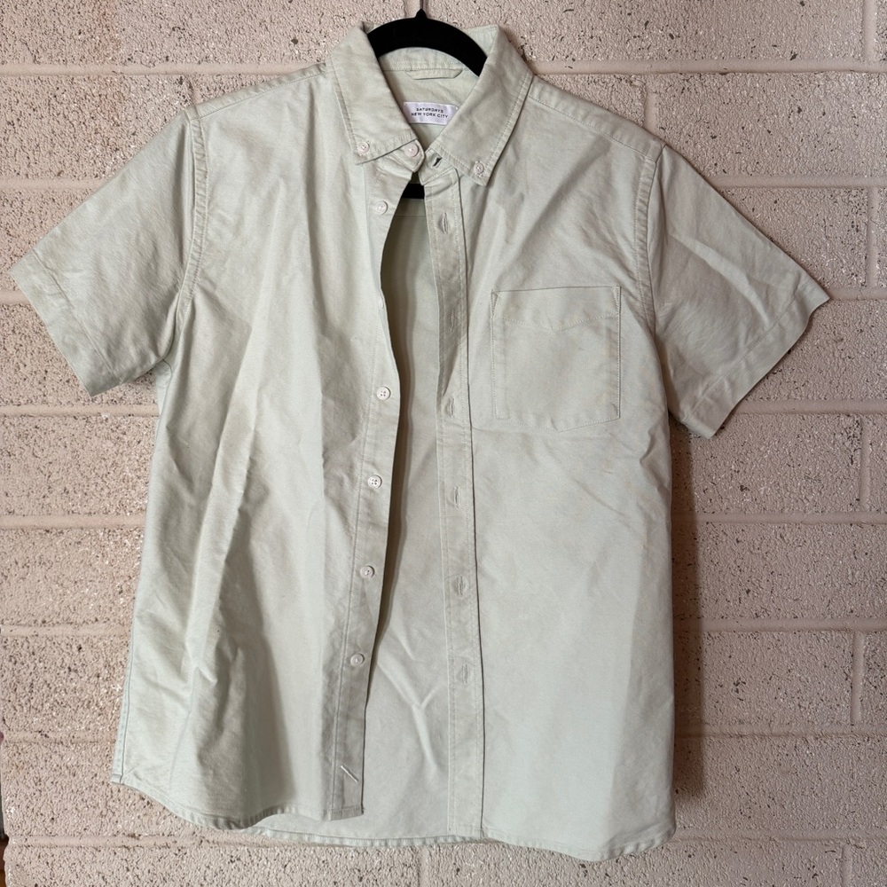 Saturdays Men’s Cotton Short Sleeve Button Down Shirt Small
